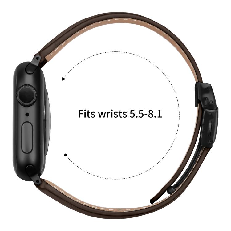 For Apple Watch 42mm / 41mm / 40mm / 38mm Lychee Texture Black Turtle Back Buckle Leather Watch Band(Coffee Color) - Watch Bands by PMC TechLife | Online Shopping South Africa | PMC TechLife | Buy Now Pay Later Mobicred