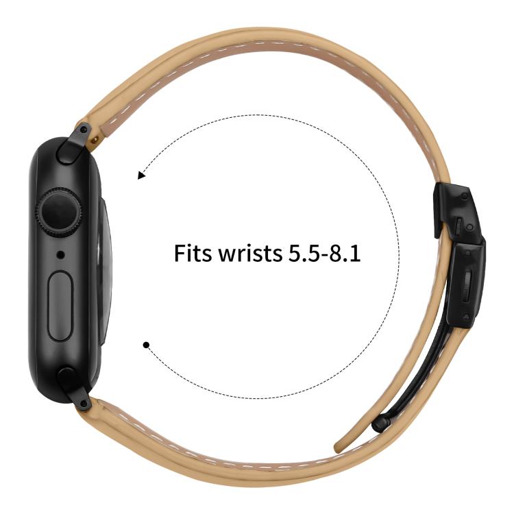For Apple Watch 42mm / 41mm / 40mm / 38mm Lychee Texture Black Turtle Back Buckle Leather Watch Band(Camel) - Watch Bands by PMC TechLife | Online Shopping South Africa | PMC TechLife | Buy Now Pay Later Mobicred