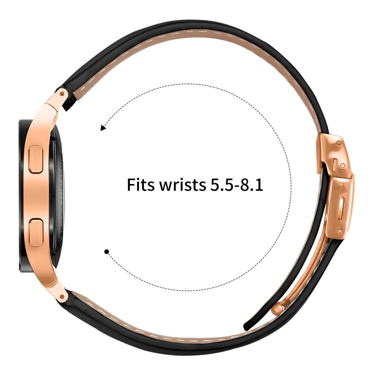 For Samsung Galaxy Watch 7 40 / 44mm Lychee Texture Rose Gold Turtle Back Buckle Leather Watch Band(Black) - free shipping - PMC TechLife - Order now!