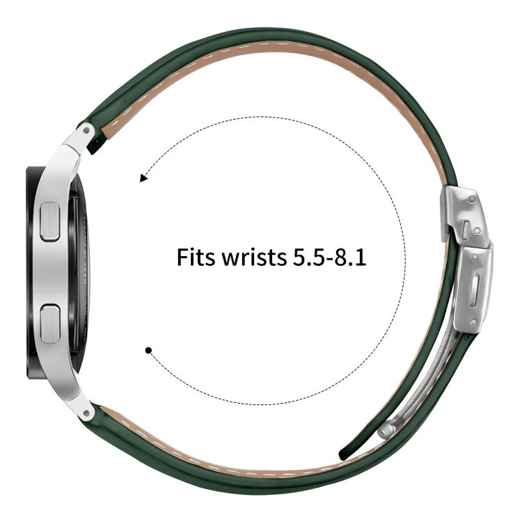 For Samsung Galaxy Watch 7 40 / 44mm Lychee Texture Silver Turtle Back Buckle Leather Watch Band(Green) - free shipping - PMC TechLife - Order now!
