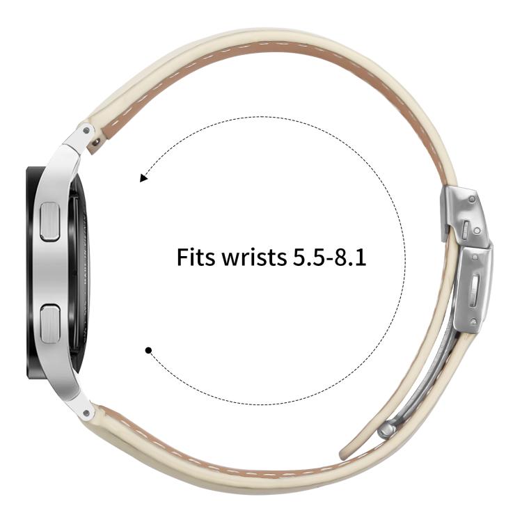 For Samsung Galaxy Watch 7 40 / 44mm Lychee Texture Silver Turtle Back Buckle Leather Watch Band(Creamy White) - free shipping - PMC TechLife - Order now!