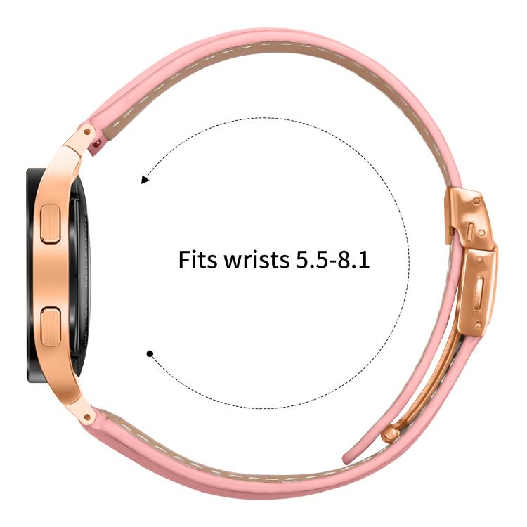 For Samsung Galaxy Watch 7 40 / 44mm Quick Release Lychee Texture Rose Gold Turtle Back Buckle Leather Watch Band(Pink) - free shipping - PMC TechLife - Order now!