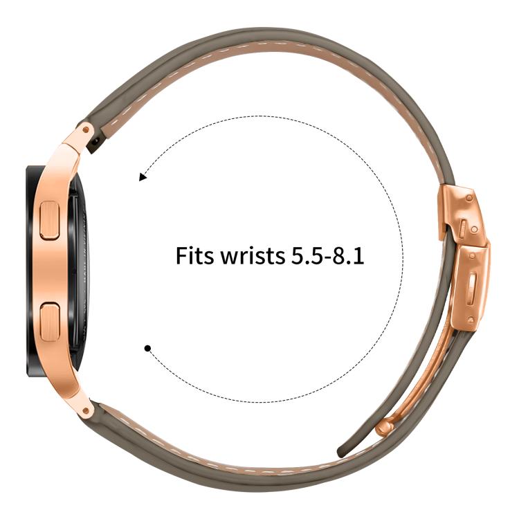 For Samsung Galaxy Watch 7 40 / 44mm Quick Release Lychee Texture Rose Gold Turtle Back Buckle Leather Watch Band(Gray) - free shipping - PMC TechLife - Order now!