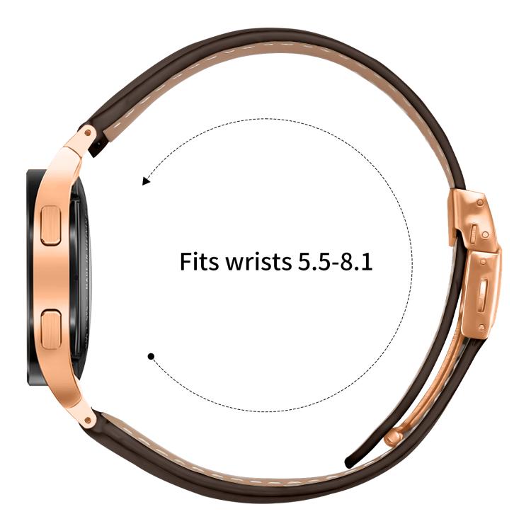 For Samsung Galaxy Watch 7 40 / 44mm Quick Release Lychee Texture Rose Gold Turtle Back Buckle Leather Watch Band(Coffee Color) - free shipping - PMC TechLife - Order now!