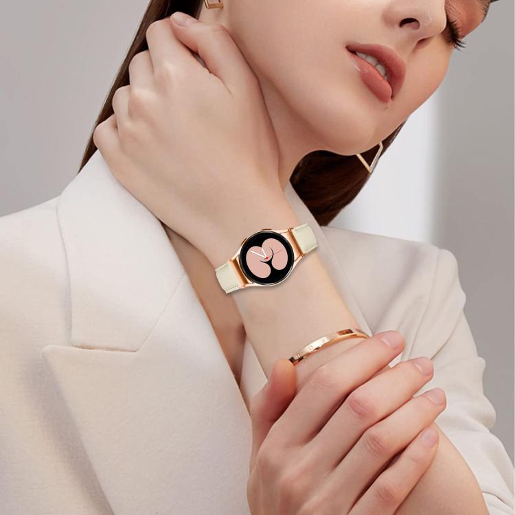 For Samsung Galaxy Watch 7 40 / 44mm Quick Release Lychee Texture Rose Gold Turtle Back Buckle Leather Watch Band(Camel) - free shipping - PMC TechLife - Order now!