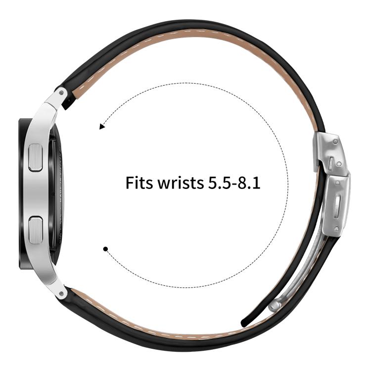For Samsung Galaxy Watch 7 40 / 44mm Quick Release Lychee Texture Silver Turtle Back Buckle Leather Watch Band(Black) - free shipping - PMC TechLife - Order now!