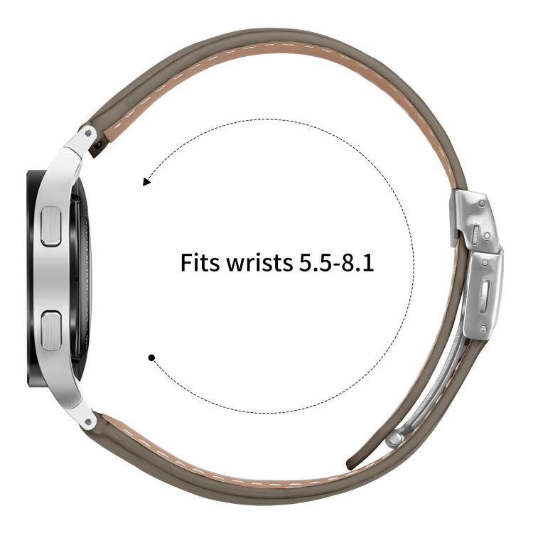 For Samsung Galaxy Watch 7 40 / 44mm Quick Release Lychee Texture Silver Turtle Back Buckle Leather Watch Band(Gray) - free shipping - PMC TechLife - Order now!