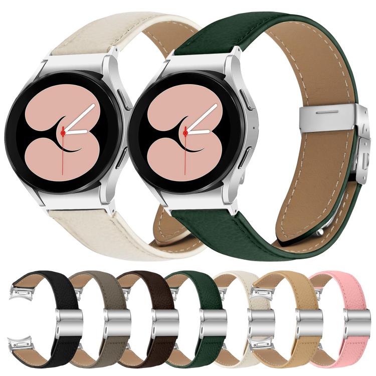 For Samsung Galaxy Watch 7 40 / 44mm Quick Release Lychee Texture Silver Turtle Back Buckle Leather Watch Band(Coffee Color) - free shipping - PMC TechLife - Order now!