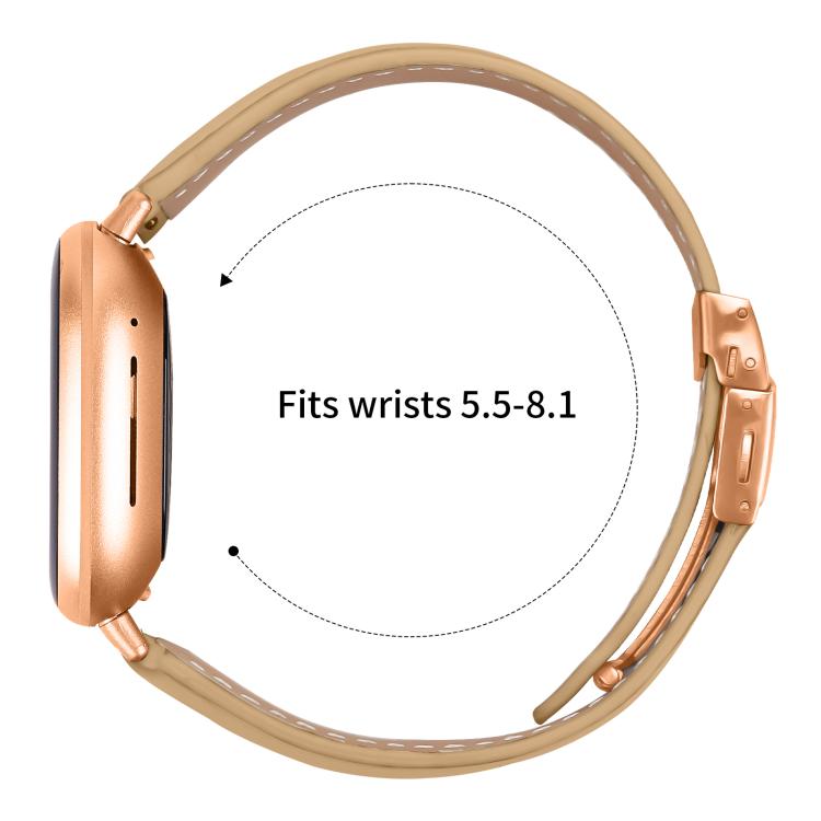 For Fitbit Versa 3 / 4 Lychee Texture Rose Gold Turtle Back Buckle Leather Watch Band(Camel) - free shipping - PMC TechLife - Order now!