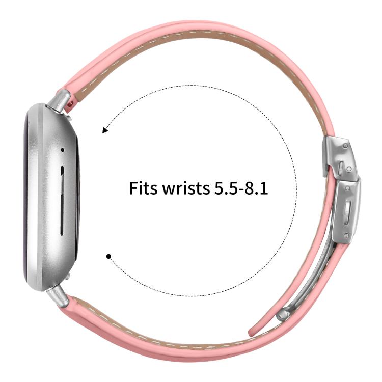 For Fitbit Versa 3 / 4 Lychee Texture Silver Turtle Back Buckle Leather Watch Band(Pink) - free shipping - PMC TechLife - Order now!