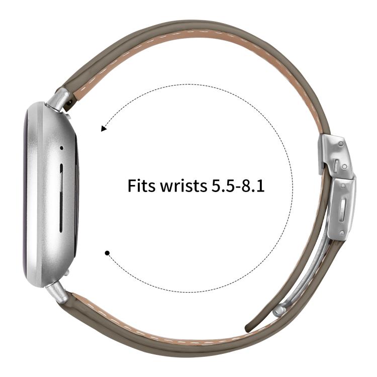 For Fitbit Versa 3 / 4 Lychee Texture Silver Turtle Back Buckle Leather Watch Band(Gray) - free shipping - PMC TechLife - Order now!