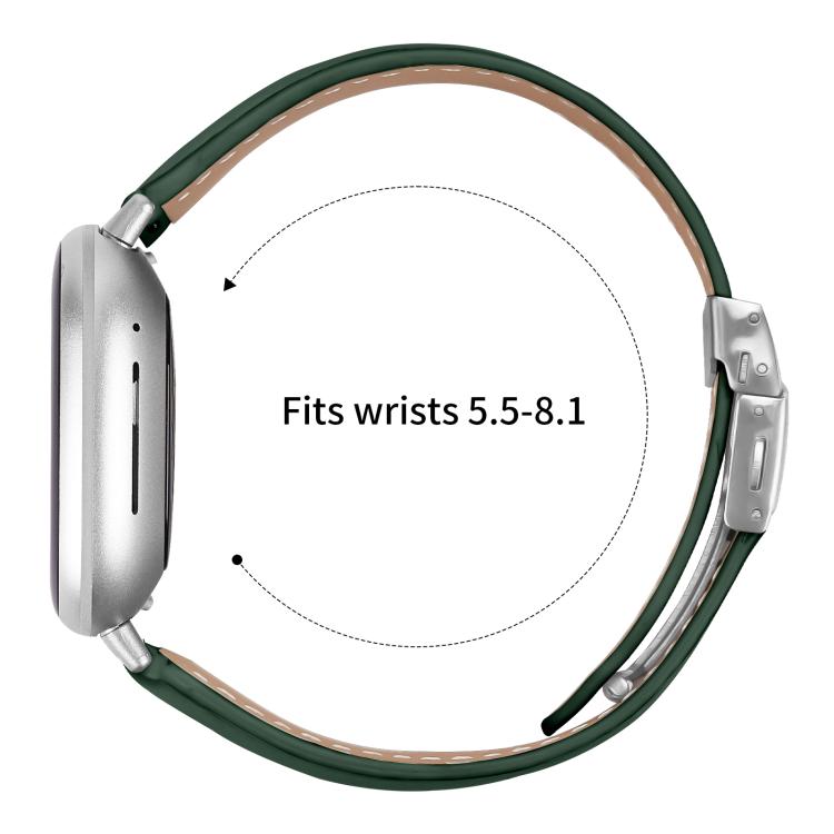 For Fitbit Versa 3 / 4 Lychee Texture Silver Turtle Back Buckle Leather Watch Band(Green) - free shipping - PMC TechLife - Order now!