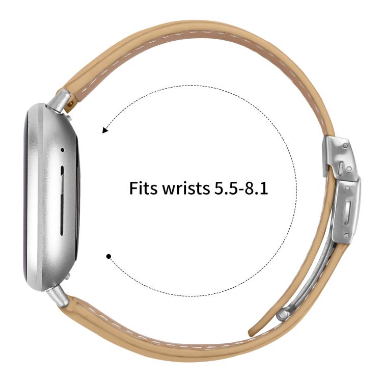 For Fitbit Versa 3 / 4 Lychee Texture Silver Turtle Back Buckle Leather Watch Band(Camel) - free shipping - PMC TechLife - Order now!