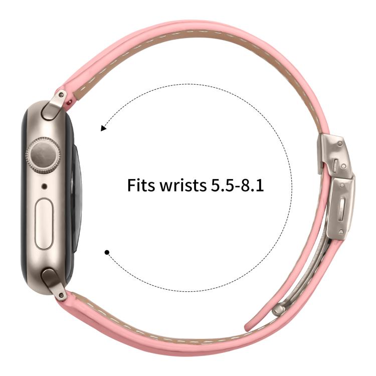 For Apple Watch 42mm / 41mm / 40mm / 38mm Lychee Texture Starlight Turtle Back Buckle Leather Watch Band(Pink) - Watch Bands by PMC TechLife | Online Shopping South Africa | PMC TechLife | Buy Now Pay Later Mobicred
