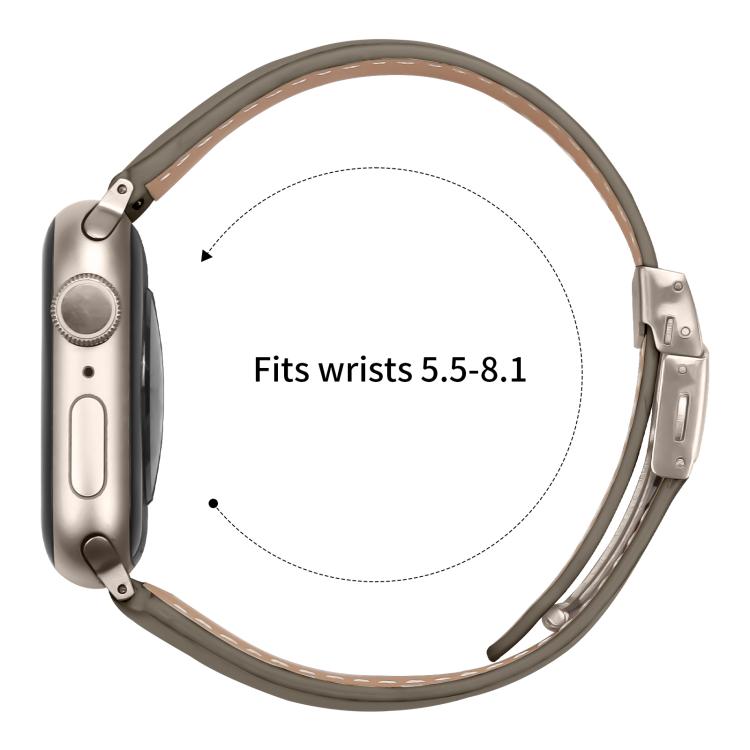 For Apple Watch 42mm / 41mm / 40mm / 38mm Lychee Texture Starlight Turtle Back Buckle Leather Watch Band(Gray) - Watch Bands by PMC TechLife | Online Shopping South Africa | PMC TechLife | Buy Now Pay Later Mobicred