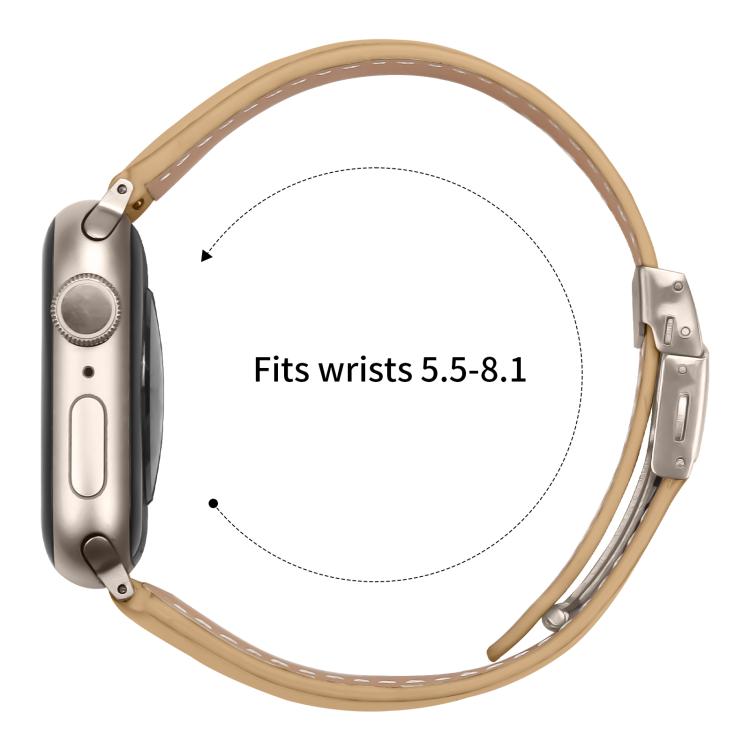 For Apple Watch 42mm / 41mm / 40mm / 38mm Lychee Texture Starlight Turtle Back Buckle Leather Watch Band(Camel) - Watch Bands by PMC TechLife | Online Shopping South Africa | PMC TechLife | Buy Now Pay Later Mobicred