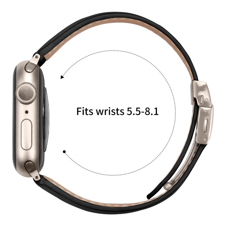 For Apple Watch 46mm / 49mm / 45mm / 44mm Lychee Texture Starlight Turtle Back Buckle Leather Watch Band(Black) - Watch Bands by PMC TechLife | Online Shopping South Africa | PMC TechLife | Buy Now Pay Later Mobicred