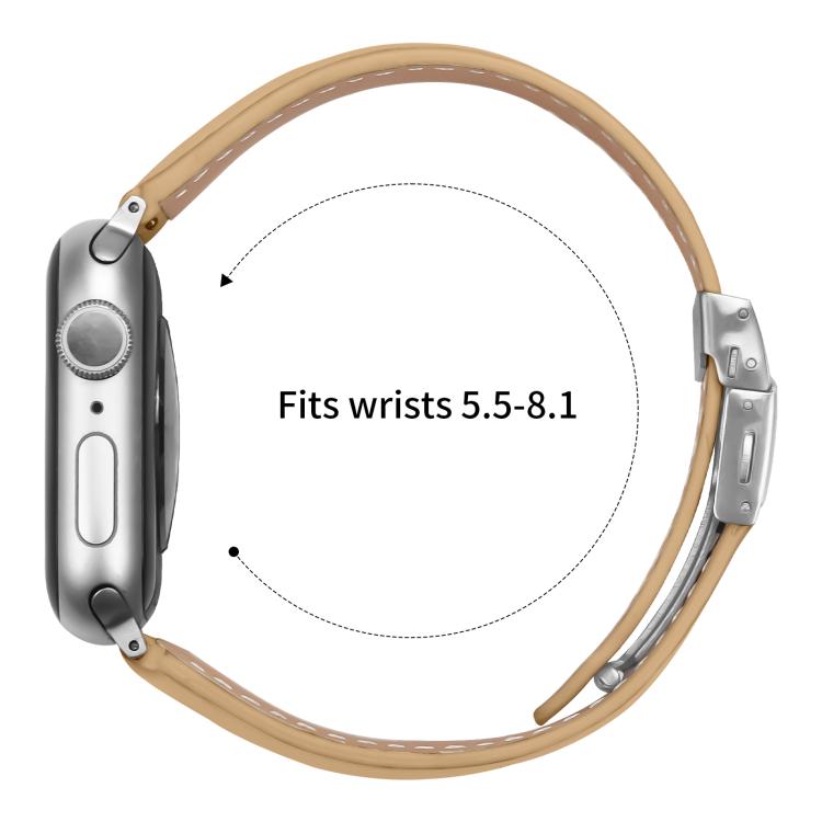 For Apple Watch 46mm / 49mm / 45mm / 44mm Lychee Texture Silver Turtle Back Buckle Leather Watch Band(Camel) - free shipping - PMC TechLife - Order now!