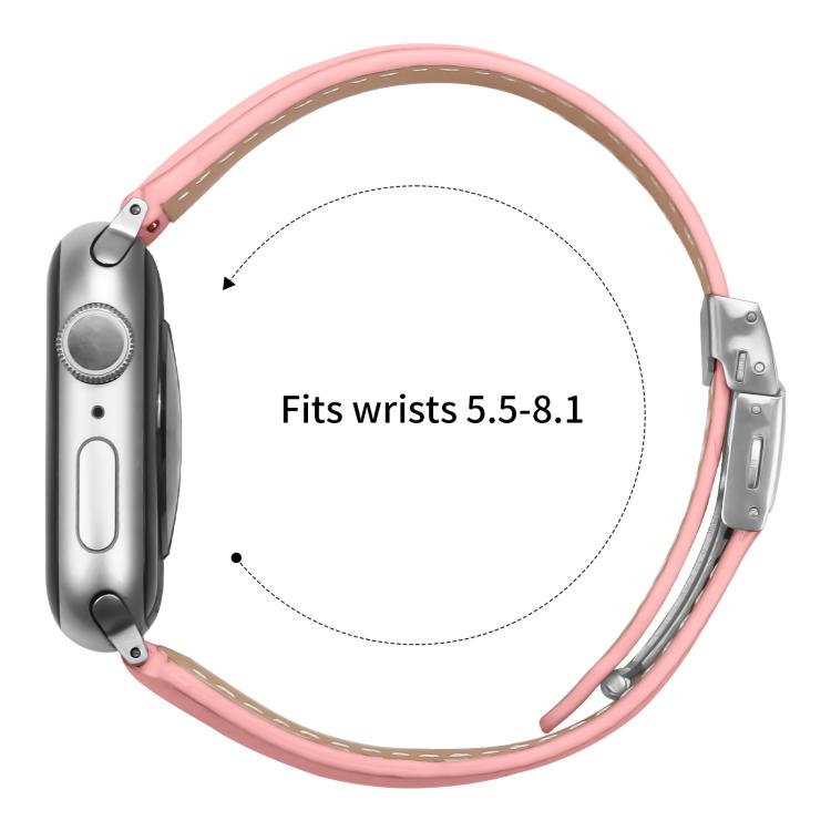 For Apple Watch 42mm / 41mm / 40mm / 38mm Lychee Texture Silver Turtle Back Buckle Leather Watch Band(Pink) - free shipping - PMC TechLife - Order now!