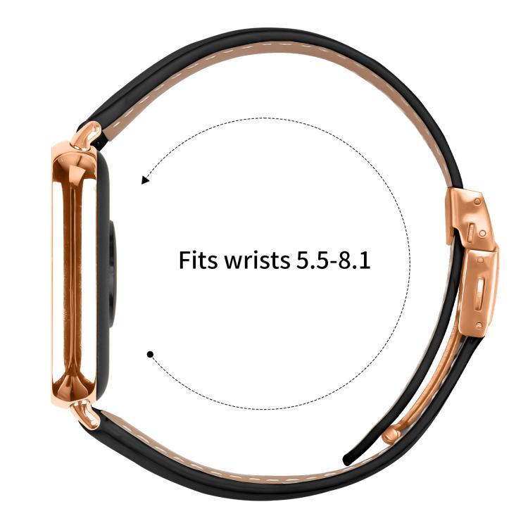 For Xiaomi Smart Bnad 9 Pro / Redmi Watch 5 Lychee Texture Rose Gold Turtle Back Buckle Leather Watch Band(Black) - free shipping - PMC TechLife - Order now!