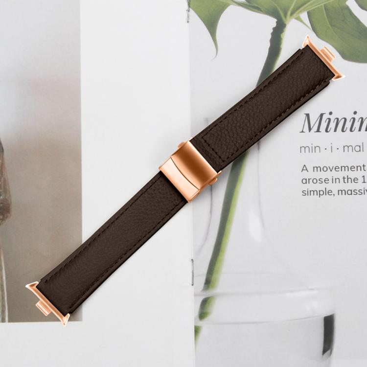 For Xiaomi Smart Bnad 9 Pro / Redmi Watch 5 Lychee Texture Rose Gold Turtle Back Buckle Leather Watch Band(Coffee Color) - free shipping - PMC TechLife - Order now!
