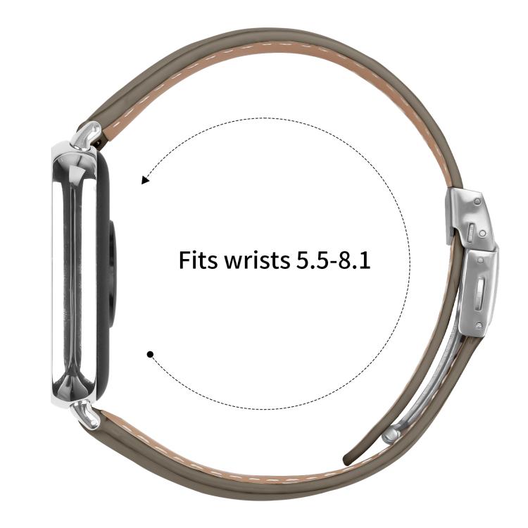 For Xiaomi Smart Bnad 9 Pro / Redmi Watch 5 Lychee Texture Silver Turtle Back Buckle Leather Watch Band(Gray) - free shipping - PMC TechLife - Order now!