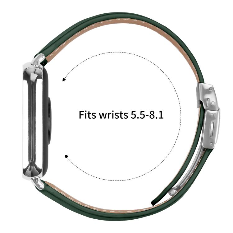 For Xiaomi Smart Bnad 9 Pro / Redmi Watch 5 Lychee Texture Silver Turtle Back Buckle Leather Watch Band(Green) - free shipping - PMC TechLife - Order now!