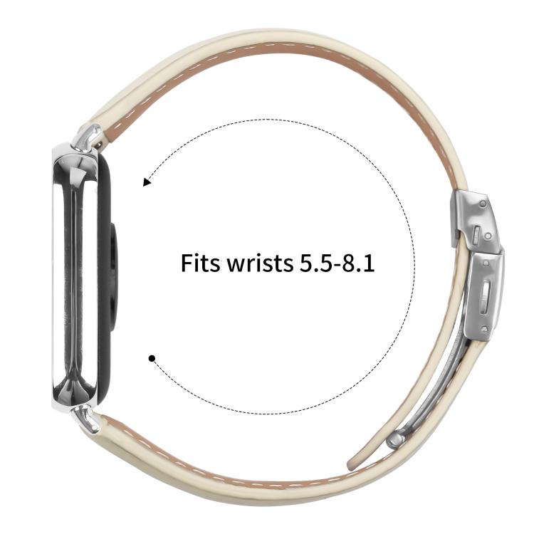 For Xiaomi Smart Bnad 9 Pro / Redmi Watch 5 Lychee Texture Silver Turtle Back Buckle Leather Watch Band(Creamy White) - free shipping - PMC TechLife - Order now!