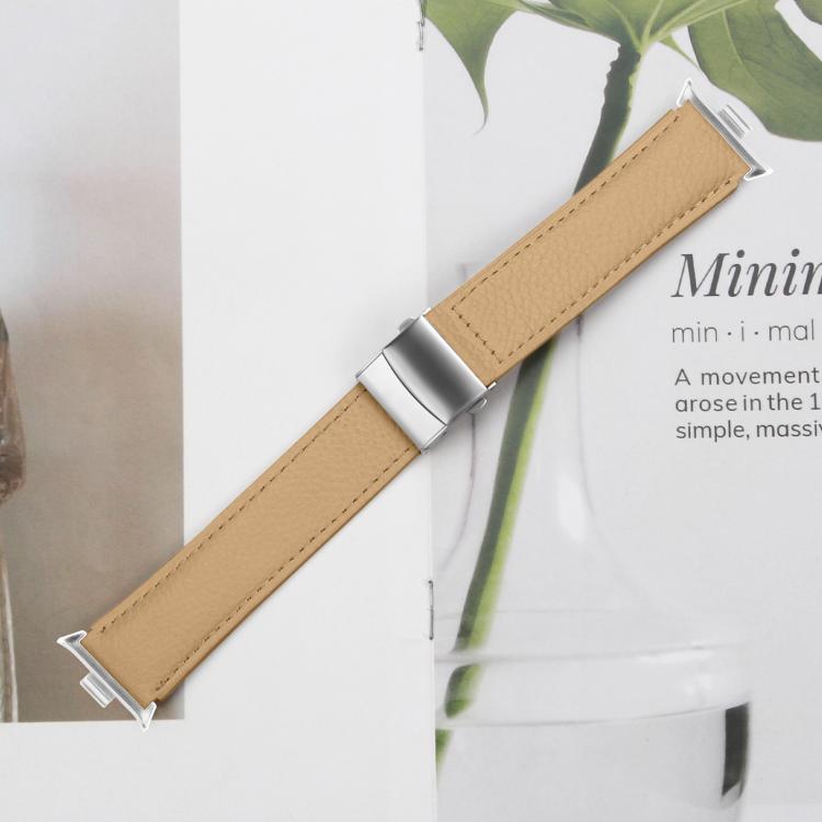 For Xiaomi Smart Bnad 9 Pro / Redmi Watch 5 Lychee Texture Silver Turtle Back Buckle Leather Watch Band(Camel) - free shipping - PMC TechLife - Order now!