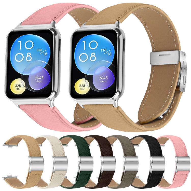 For Xiaomi Smart Bnad 9 Pro / Redmi Watch 5 Lychee Texture Silver Turtle Back Buckle Leather Watch Band(Gray) - free shipping - PMC TechLife - Order now!