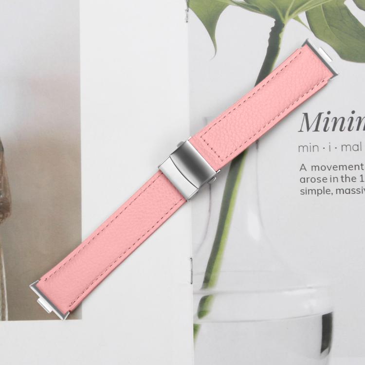 For Huawei Watch Fit 4 / Fit 4 Pro / Fit 3 Lychee Texture Silver Turtle Back Buckle Leather Watch Band(Pink) - free shipping - PMC TechLife - Order now!