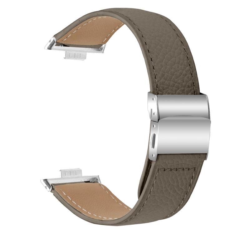 For Huawei Watch Fit 4 / Fit 4 Pro / Fit 3 Lychee Texture Silver Turtle Back Buckle Leather Watch Band(Gray) - free shipping - PMC TechLife - Order now!