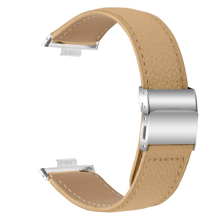 For Huawei Watch Fit 4 / Fit 4 Pro / Fit 3 Lychee Texture Silver Turtle Back Buckle Leather Watch Band(Camel) - free shipping - PMC TechLife - Order now!