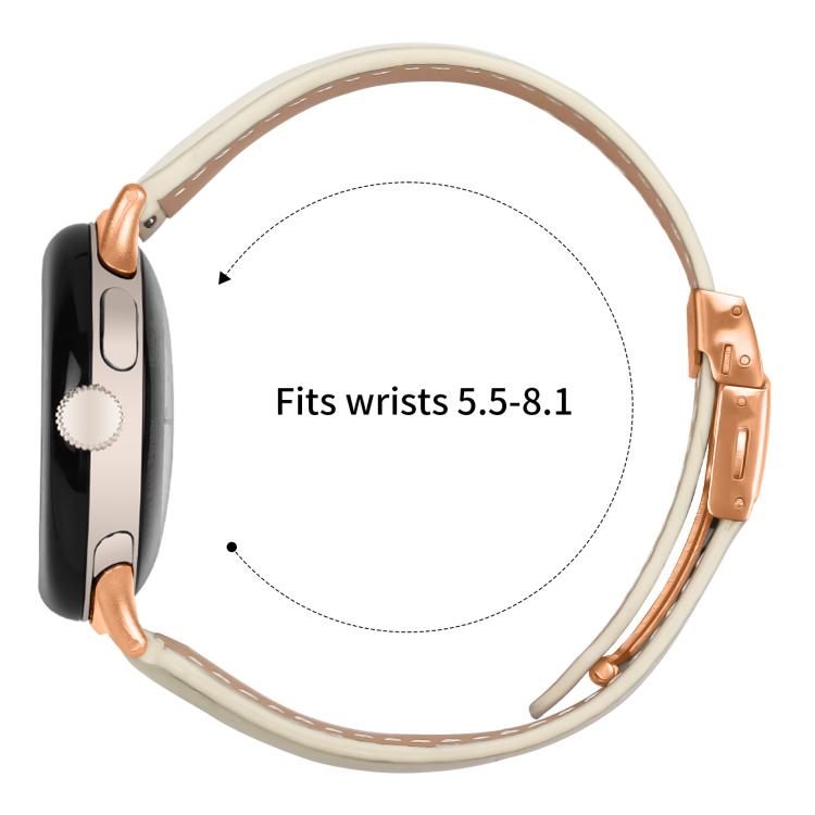 For Google Pixel Watch / Watch 2 / 3 41mm Lychee Texture Rose Gold Turtle Back Buckle Leather Watch Band(Creamy White) - free shipping - PMC TechLife - Order now!