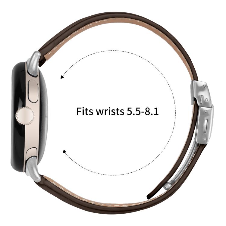 For Google Pixel Watch / Watch 2 / 3 41mm Lychee Texture Silver Turtle Back Buckle Leather Watch Band(Coffee Color) - free shipping - PMC TechLife - Order now!