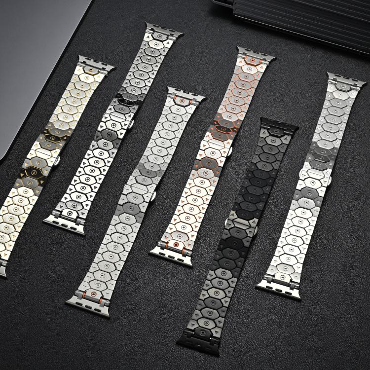 For Apple Watch 46mm / 49mm / 45mm / 44mm Octagonal Stainless Steel  Watch(Silver Inter Gold) - free shipping - PMC TechLife - Order now!