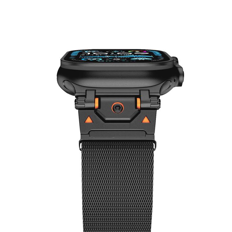 For Apple Watch 46mm / 49mm / 45mm / 44mm Milanese Steel Magnetic Watch Band(Black) - free shipping - PMC TechLife - Order now!