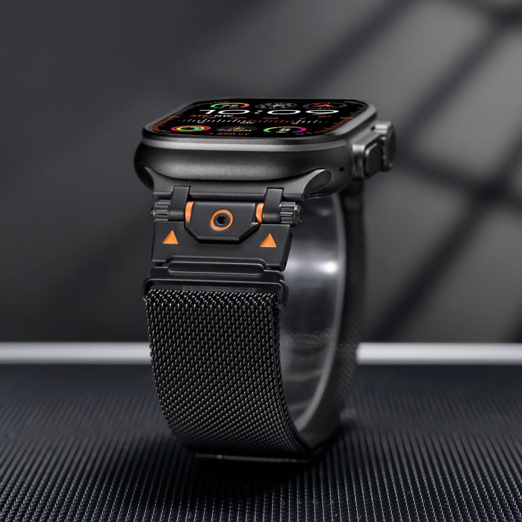 For Apple Watch 46mm / 49mm / 45mm / 44mm Milanese Steel Magnetic Watch Band(Black) - free shipping - PMC TechLife - Order now!
