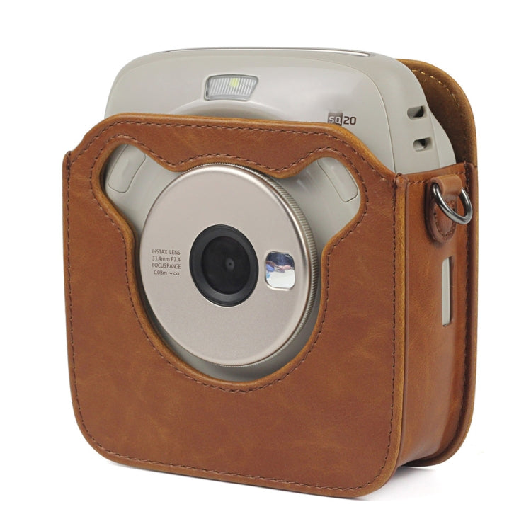 Full Body Camera PU Leather Case Bag with Strap for Fujifilm Instax Square SQ20(Brown) - Leather Bag by PMC TechLife | Online Shopping South Africa | PMC TechLife | Buy Now Pay Later Mobicred