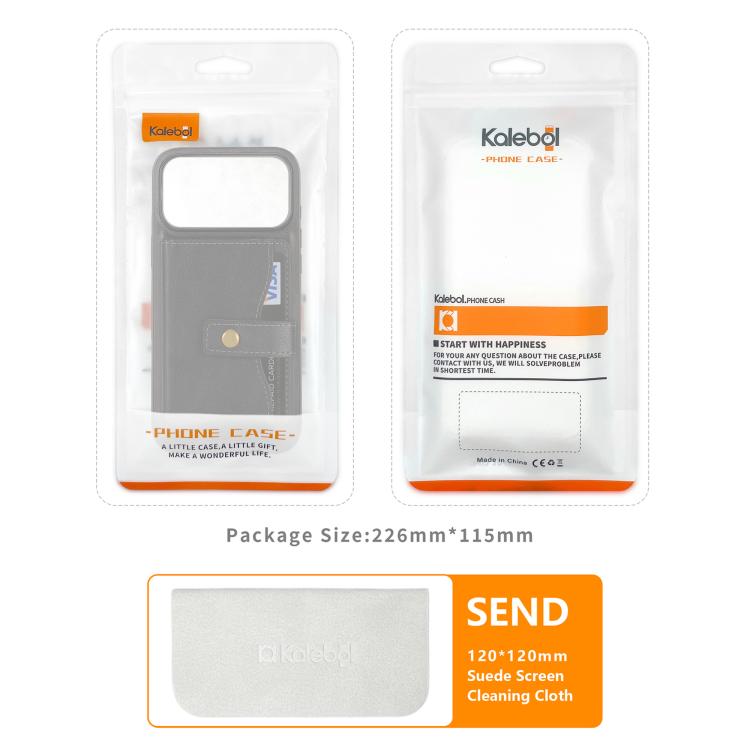 For iPhone 17 Kalebol Magnetic Button Card Bag MagSafe Ring Leather Phone Case(Blue) - iPhone 17 Cases by Kalebol | Online Shopping South Africa | PMC TechLife | Buy Now Pay Later Mobicred