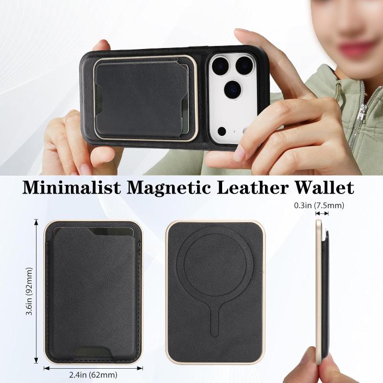 For iPhone 17 Pro Max Kalebol Slim MagSafe Ring Magnetic Card Bag Leather Phone Case(Black) - More iPhone Cases by Kalebol | Online Shopping South Africa | PMC TechLife | Buy Now Pay Later Mobicred