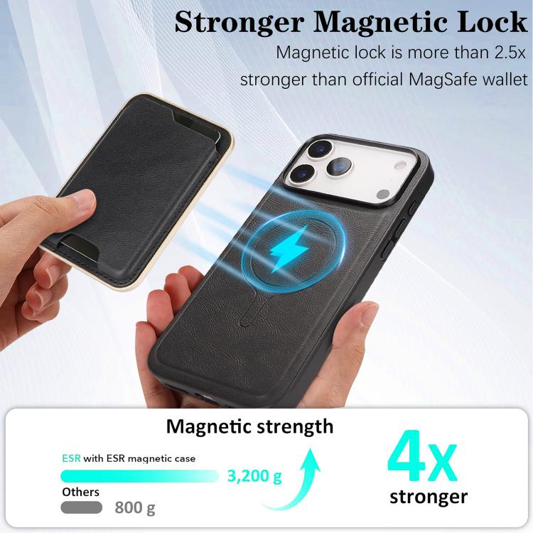 For iPhone 17 Pro Max Kalebol Slim MagSafe Ring Magnetic Card Bag Leather Phone Case(Black) - More iPhone Cases by Kalebol | Online Shopping South Africa | PMC TechLife | Buy Now Pay Later Mobicred