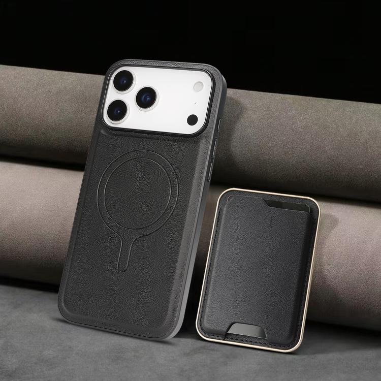 For iPhone 17 Pro Max Kalebol Slim MagSafe Ring Magnetic Card Bag Leather Phone Case(Black) - More iPhone Cases by Kalebol | Online Shopping South Africa | PMC TechLife | Buy Now Pay Later Mobicred