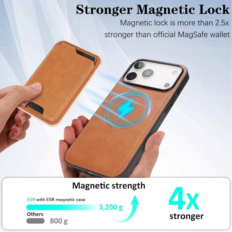For iPhone 17 Pro Kalebol Slim MagSafe Ring Magnetic Card Bag Leather Phone Case(Brown) - free shipping - PMC TechLife - Order now!