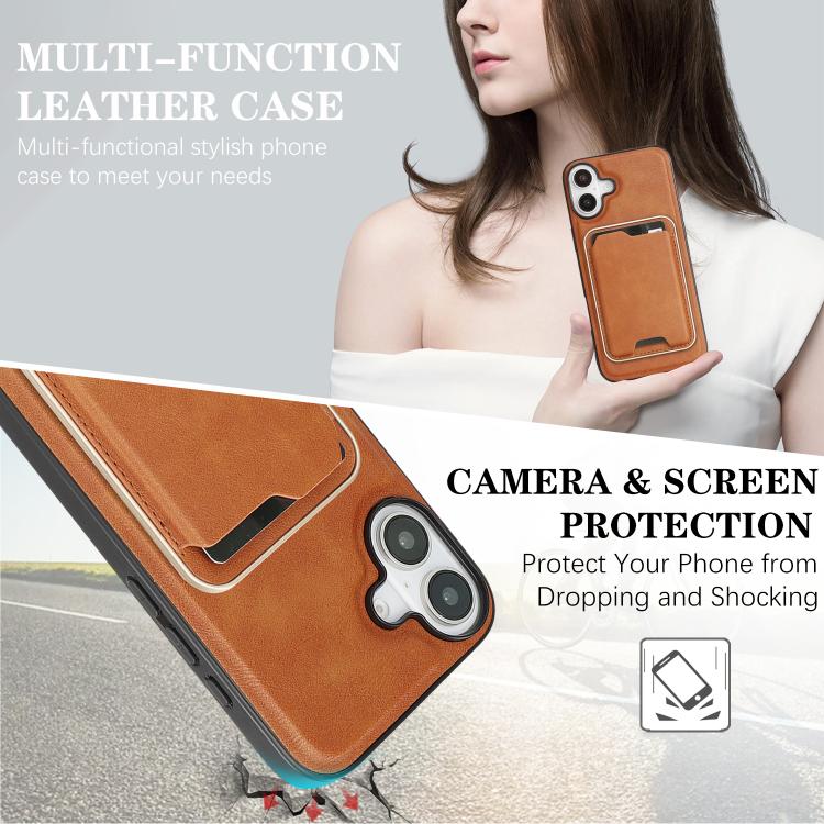 For iPhone 17 Kalebol Slim MagSafe Ring Magnetic Card Bag Leather Phone Case(Brown) - iPhone 17 Cases by Kalebol | Online Shopping South Africa | PMC TechLife | Buy Now Pay Later Mobicred