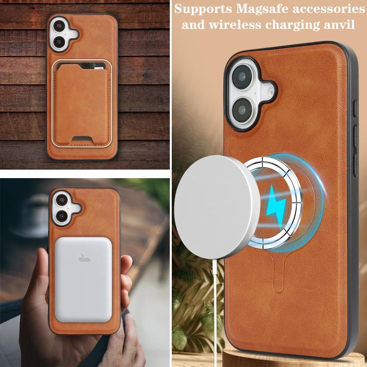 For iPhone 17 Kalebol Slim MagSafe Ring Magnetic Card Bag Leather Phone Case(Brown) - iPhone 17 Cases by Kalebol | Online Shopping South Africa | PMC TechLife | Buy Now Pay Later Mobicred