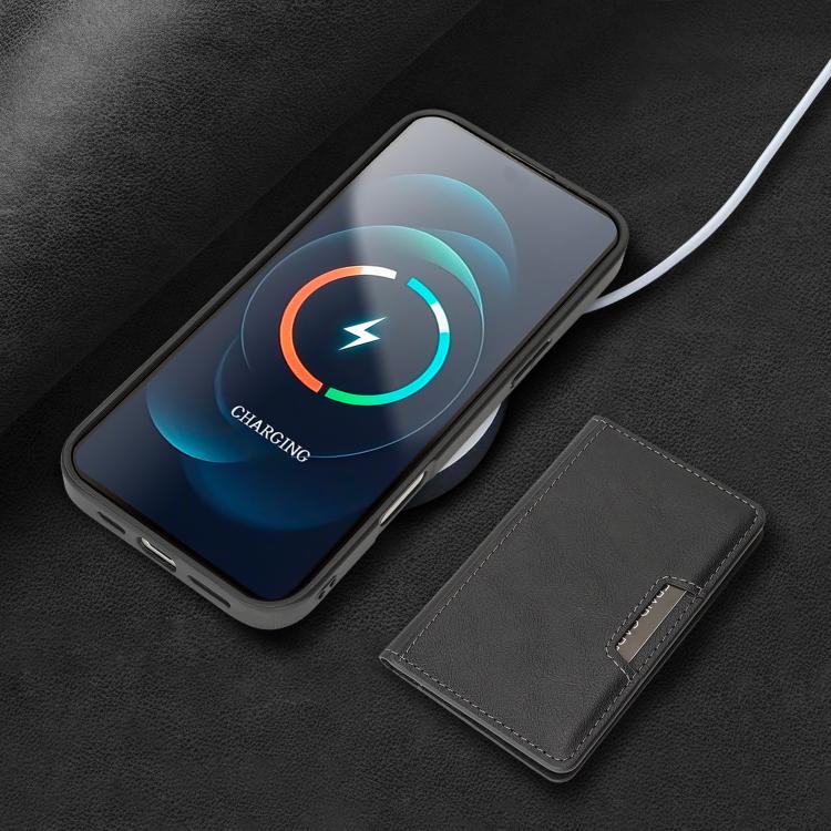 For iPhone 17 Pro Max Kalebol Strong MagSafe Magnetic Two-Fold Card Bag Leather Phone Case(Black) - iPhone 17 Pro Max Cases by Kalebol | Online Shopping South Africa | PMC TechLife | Buy Now Pay Later Mobicred