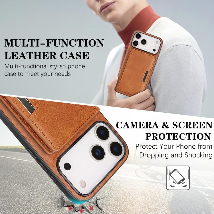 For iPhone 17 Pro Kalebol Strong MagSafe Magnetic Two-Fold Card Bag Leather Phone Case(Brown) - iPhone 17 Pro Cases by Kalebol | Online Shopping South Africa | PMC TechLife | Buy Now Pay Later Mobicred