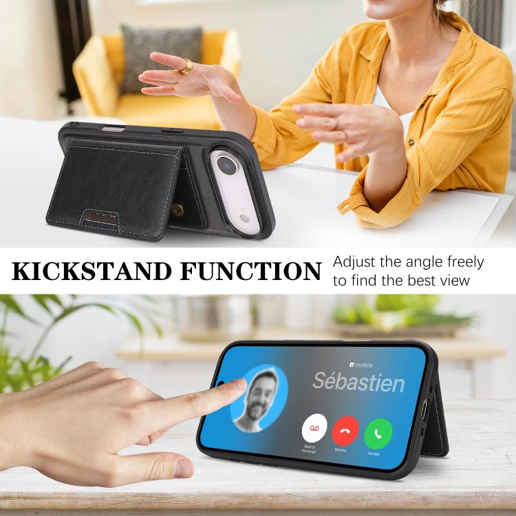 For iPhone 17 Air Kalebol Strong MagSafe Magnetic Two-Fold Card Bag Leather Phone Case(Black) - iPhone 17 Air Cases by Kalebol | Online Shopping South Africa | PMC TechLife | Buy Now Pay Later Mobicred