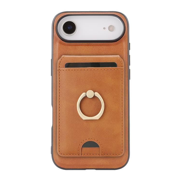 For iPhone 17 Air Kalebol Strong MagSafe Ring Magnetic Card Bag Holder Leather Phone Case(Brown) - iPhone 17 Air Cases by Kalebol | Online Shopping South Africa | PMC TechLife | Buy Now Pay Later Mobicred